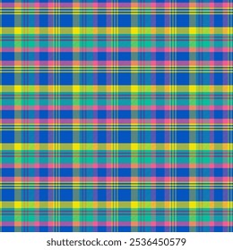 madras coloridas sem costura pattern.Plaid com sarja tecer repete o padrão em multicolor.Tartan verificar sem costura padrão com stripes.Vetor gráfico ilustração fundo.