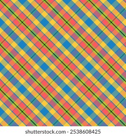 Madras coloridas sem costura pattern.Plaid com sarjado tecer repetição pattern.Tartan padrão de verificação com listras.Vetor ilustração gráfica textura para têxteis e impressão.