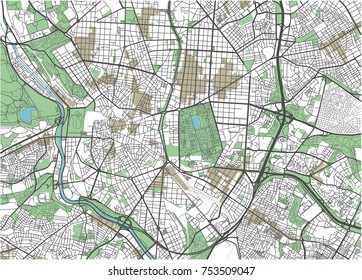 Colorful Madrid vector city map