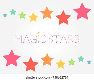 Colorful magic stars border background. Vector illustration