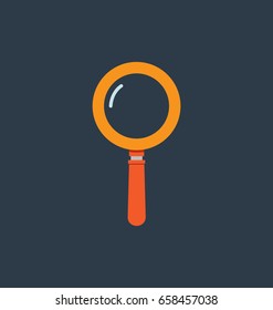 Colorful magnifying glass icon on dark background. Vector illustration