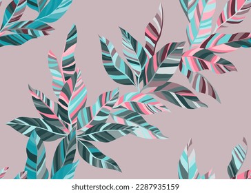 Colorful magnolia leafage endless pattern vector. Modern floral spring dress fabric print. Hawaiian tree branch leaves seamless pattern. Exotic flora elements.