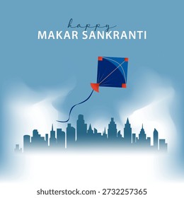 Colorful Makar Sankranti vector background featuring flying kites, clear winter skies, warm sunlight, and joyful festive atmosphere that celebrates harvest season and new beginnings. Perfect for greeting cards, festival banners, social media posts, posters, and cultural event designs.
