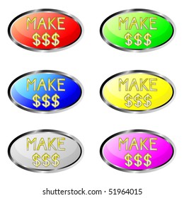 Colorful make dollar vector buttons