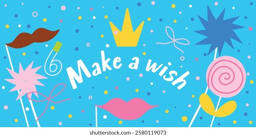 Colorful Make a Wish Celebration Poster with Cheerful Decorations