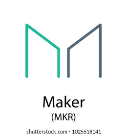 Colorful maker cryptocurrency symbol isolated on white background