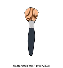 Colorful makeup brush doodle vector illustration. Colorful makeup brush icon in vector.