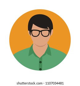 Colorful Male Avatar Icon with sun glass  on his eye