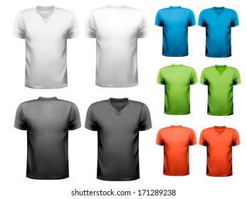 Colorful male t-shirts. Design template. Vector.