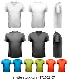 Colorful male t-shirts. Design template. Vector. 