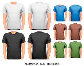 Colorful male t-shirts. Design template. Vector. 