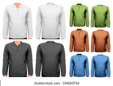 Colorful male t-shirts. Design template. Vector.