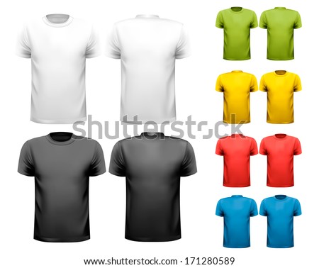 Colorful male t-shirts. Design template. Vector.