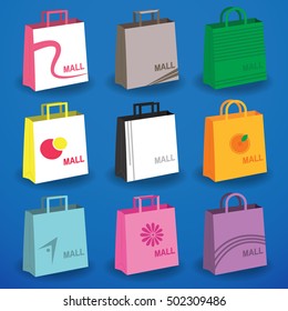 Colorful Mall Shopping Bags icon vector