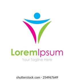 Colorful man abstract silhouette elegant simple business icon logo