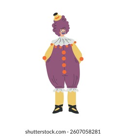 Colorful Man Clown Character with Bright Makeup and Nose Amusing Vector Illustration