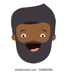 colorful man head with dark skin beard and smiling face
