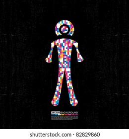 Colorful man on grunge background - vector