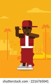 Colorful man Rapper Flat Vector 