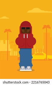 Colorful man Rapper Flat Vector 
