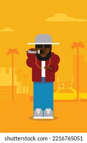 Colorful man Rapper Flat Vector 