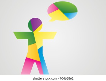 colorful  man  speech bubble vector eps8