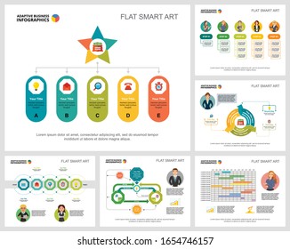 Colorful management or planning concept infographic charts set. Business design elements for presentation slide templates. For corporate report, advertising, leaflet layout and poster design.