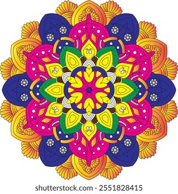 Es un mandala colorido