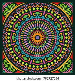 Colorful Mandala Art Beautiful Sacred Creative Circle Pop Art Frame Geometric Symmetry Ornament Background