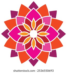 Mandala colorida, ilustração vetorial de design de arte, mandala padrão étnico, design de cores com fundo branco,