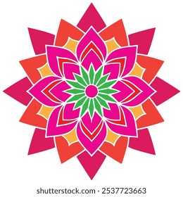 Colorful mandala, art design vector illustration, ethnic pattern mandala, colors design with white background.