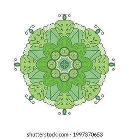 colorful mandala art with green color.