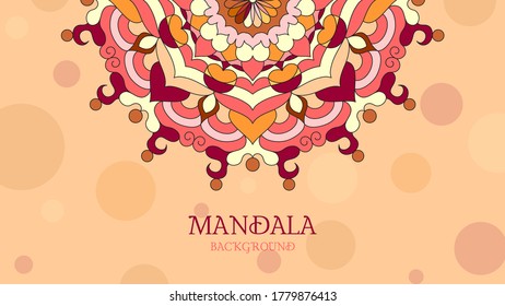 Colorful mandala background, banner, card or wallpaper. Relax and meditation poster. Vector illustration. Eps 10.