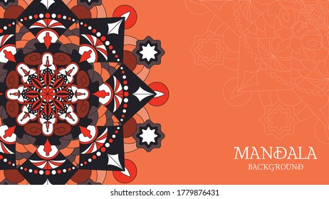 Colorful mandala background, banner, card or wallpaper. Relax and meditation poster. Vector illustration. Eps 10.