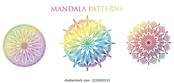 colorful mandala background, set mandala,Mandalas for coloring book. Color pages set. Decorative round ornaments. Anti-stress therapy patterns. Yoga logos, backgrounds for meditation. Unusual flowers.