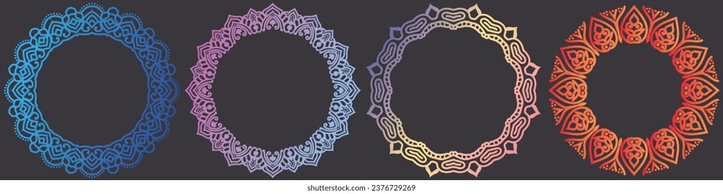 colorful mandala circle design set.