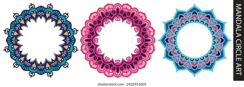 colorful mandala circle set. abstract art design. 