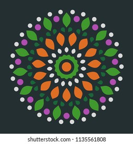 Colorful Mandala Decoration Ornament. Geometric