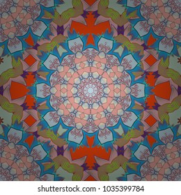 Colorful mandala. Decorative colored round ornament. Oriental flourish vector. Indian flower mandala. Yoga logo, background for meditation poster. Anti-stress mandala.