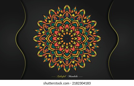 Colorful mandala design background, geometric and decorative mandala for print, poster, book cover, brochure, flyer, banner