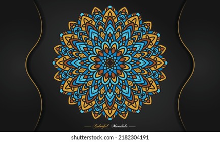 Colorful mandala design background, geometric and decorative mandala for print, poster, book cover, brochure, flyer, banner