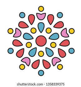 Colorful Mandala Design. Decoration Ornament Or For A Coloring Book Page