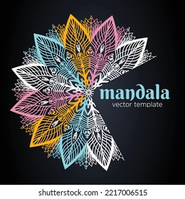 Colorful mandala design element warm colors in vector. Many Color Design mandala eye casing Design 