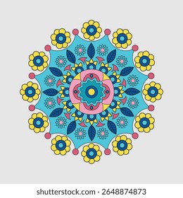 Colorful mandala design with floral shapes