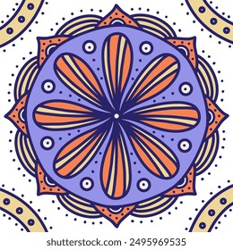  Colorful mandala design with line art
