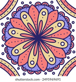  Colorful mandala design with line art