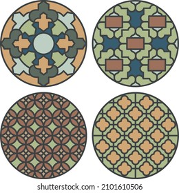 Farbiges Mandala Design Muster Set