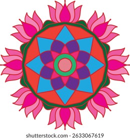  Colorful mandala design. Unique and beautiful mandala design with many colors. Colorful mandala design on white background.