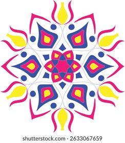  Colorful mandala design. Unique and beautiful mandala design with many colors. Colorful mandala design on white background.