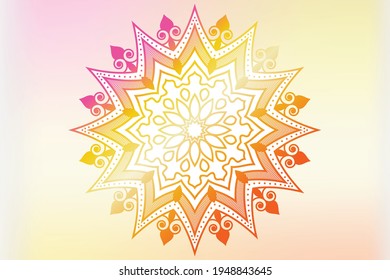 Plantilla de fondo de vectores de diseño de Mandala colorida